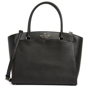 kate spade Black Leather Structured Tote with Shoulder Strap